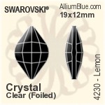 Swarovski Lemon Fancy Stone (4230) 19x12mm - Color With Platinum Foiling