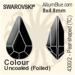 スワロフスキー Pear-shaped ファンシーストーン (4320) 14x10mm - カラー 裏面プラチナフォイル