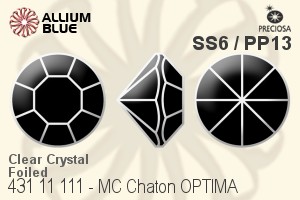 Preciosa MC Chaton OPTIMA (431 11 111) SS6 / PP13 - Clear Crystal With Golden Foiling