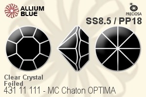 Preciosa MC Chaton OPTIMA (431 11 111) SS8.5 / PP18 - Clear Crystal With Golden Foiling