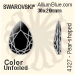 施华洛世奇 梨形 花式石 (4327) 30x20mm - 透明白色 白金水银底