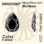 施華洛世奇 梨形 花式石 (4327) 30x20mm - 白色（半塗層） 白金水銀底