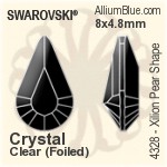 Swarovski XILION Pear Shape Fancy Stone (4328) 8x4.8mm - Crystal Effect With Platinum Foiling