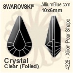 Swarovski Princess Baguette Fancy Stone (4547) 15x5mm - Clear Crystal With Platinum Foiling