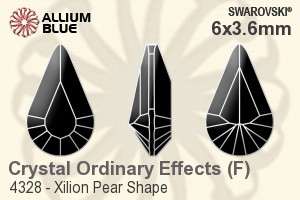 施華洛世奇XILION施亮Pear Shape 花式石 (4328) 6x3.6mm - 白色（半塗層） 白金水銀底