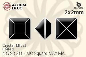 PRECIOSA Square MXM 2x2 crystal DF AB