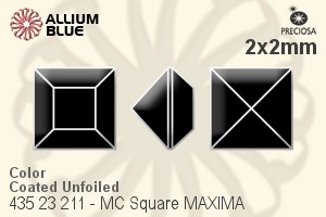 Preciosa MC Square MAXIMA Fancy Stone (435 23 211) 2x2mm - Color (Coated) Unfoiled