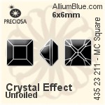 Preciosa MC Square MAXIMA Fancy Stone (435 23 615) 6x6mm - Color (Coated) Unfoiled