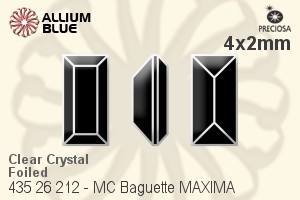 Preciosa MC Baguette MAXIMA Fancy Stone (435 26 212) 4x2mm - Clear Crystal With Dura™ Foiling
