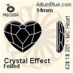寶仕奧莎 機切心形 平底石 (438 18 301) 14mm - 透明白色 DURA™耐用金屬箔底