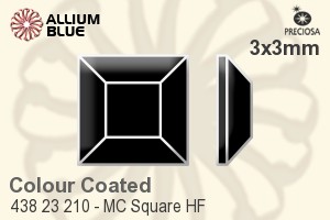 Preciosa プレシオサ MC マシーンカットSquare Flat-Back Hot-Fix Stone (438 23 210) 3x3mm - カラー（コーティング）