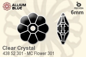 Preciosa MC Flower 301 Sew-on Stone (438 52 301) 6mm - Clear Crystal Unfoiled
