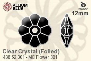 Preciosa MC Flower 301 Sew-on Stone (438 52 301) 12mm - Clear Crystal With Silver Foiling