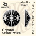 Preciosa MC Rivoli 2H Sew-on Stone (438 61 302) 10mm - Crystal Effect With Silver Foiling