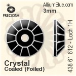Preciosa MC Loch Rose VIVA 1H Sew-on Stone (438 61 612) 3mm - Crystal (Coated) With Silver Foiling