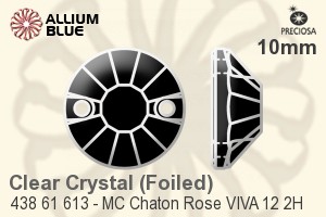 Preciosa MC Chaton Rose VIVA 12 2H Sew-on Stone (438 61 613) 10mm - Clear Crystal With Silver Foiling