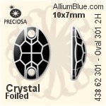 Preciosa MC Oval 301 2H Sew-on Stone (438 62 301) 10x7mm - Crystal Effect With Silver Foiling