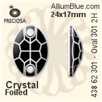 Preciosa MC Oval 301 2H Sew-on Stone (438 62 301) 10x7mm - Crystal (Coated) With Silver Foiling