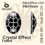 Preciosa MC Oval 301 2H Sew-on Stone (438 62 301) 24x17mm - Crystal Effect With Silver Foiling
