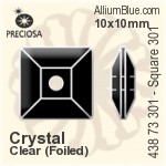 寶仕奧莎 機切正方形 301 手縫石 (438 73 301) 10x10mm - 白色（鍍膜） 銀箔底