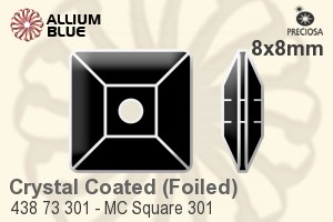 Preciosa MC Square 301 Sew-on Stone (438 73 301) 8x8mm - Crystal Effect With Silver Foiling