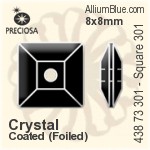 Preciosa MC Square Sew-on Stone (438 73 301) 10x10mm - Crystal (Coated) With Silver Foiling