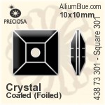 Preciosa MC Square 301 Sew-on Stone (438 73 301) 6x6mm - Crystal (Coated) With Silver Foiling