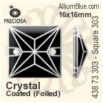 寶仕奧莎 機切正方形 303 2H 手縫石 (438 73 303) 16x16mm - 透明白色 銀箔底