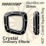 スワロフスキー Cosmic Square Ring ファンシーストーン (4437) 14mm - カラー（コーティングなし） 裏面にホイル無し