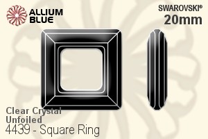 Swarovski Square Ring Fancy Stone (4439) 20mm - Clear Crystal Unfoiled