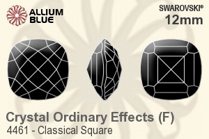 施华洛世奇 Classical 正方形 花式石 (4461) 12mm - 白色（半涂层） 白金水银底