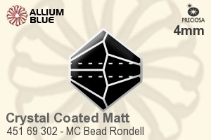 Preciosa MC Bead Rondell (451 69 302) 4mm - Crystal (Coated Matt)