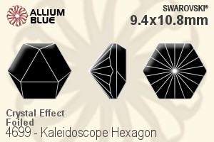 Swarovski Kaleidoscope Hexagon Fancy Stone (4699) 9.4x10.8mm - Crystal Effect With Platinum Foiling