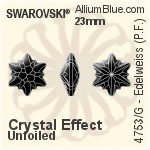 Swarovski Edelweiss (Partly Frosted) Fancy Stone (4753/G) 23mm - Clear Crystal With Platinum Foiling