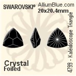 スワロフスキー Kaleidoscope Triangle ファンシーストーン (4799) 20x20.4mm - クリスタル 裏面プラチナフォイル