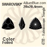 スワロフスキー Kaleidoscope Triangle ファンシーストーン (4799) 20x20.4mm - カラー 裏面プラチナフォイル