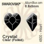 施華洛世奇 Heart 花式石 (4800) 11x10mm - Clear Crystal With Platinum Foiling