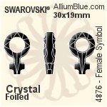施華洛世奇 Female Symbol 花式石 (4876) 18x11.5mm - 白色（半塗層） 無水銀底