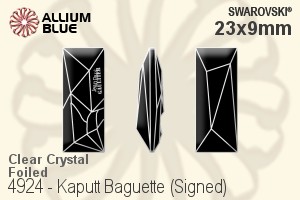 スワロフスキー Kaputt Baguette (Signed) ファンシーストーン (4924) 23x9mm - クリスタル 裏面プラチナフォイル