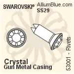Swarovski Rivet (53001), Gun Metal Casing, With Stones in SS29 - Clear Crystal