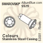 Swarovski Rivet (53001), Stainless Steel Casing, With Stones in SS29 - Colors