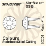 Swarovski Rose Pin (53301), Stainless Steel Casing, With Stones in SS10 - Colors