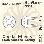 Swarovski Rose Pin (53302), Stainless Steel Casing, With Stones in SS16 - Crystal Effects