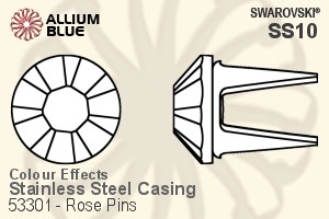 Swarovski Rose Pin (53301), Stainless Steel Casing, With Stones in SS10 - Color Effects