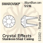 Swarovski Rose Pin (53303), Stainless Steel Casing, With Stones in SS20 - Colors