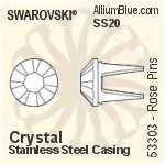 スワロフスキー Rose Pin (53303), ステンレススチールケーシング, SS20ストーン付き - クリスタル