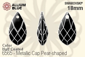 Swarovski Metallic Cap Pear-shaped Pendant (6565) 18mm - Color (Half Coated)