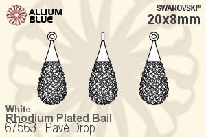 スワロフスキー Pavé Drop ペンダント (67563) 20mm - CE White / Crystal Aurore Boreale ロジウム メッキ Bail