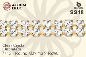 Preciosa Round Maxima 2-Rows Cupchain (7413 7176), Unplated Raw Brass, With Stones in SS18 - Clear Crystal