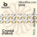 Preciosa Round Maxima 2-Rows Cupchain (7413 7176), Unplated Raw Brass, With Stones in SS18 - Clear Crystal